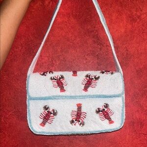 Viral Lobster Embroidered Women's Bag - White and Red- Never used